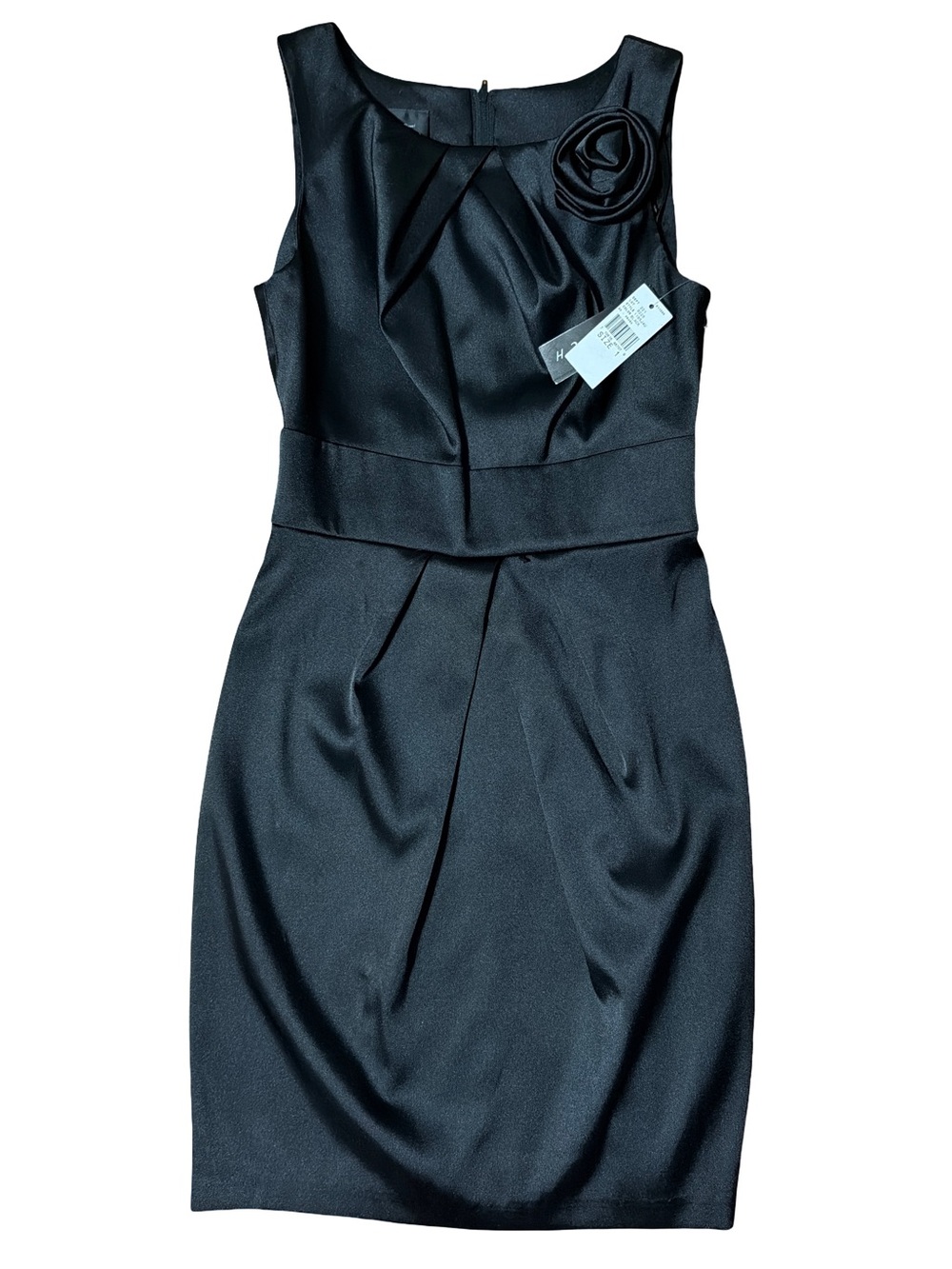 Bwear Black Sleeveless Midi Dress Rosette Accent